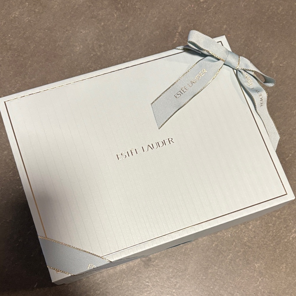 Estee Lauder Light Blue Gift Box with Ribbon and Tissue Paper ( 8x10 )